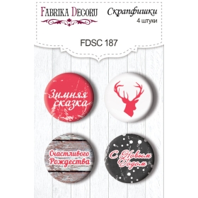 Flair buttons. Set of 4pcs #187 "Christmas Fairytales"